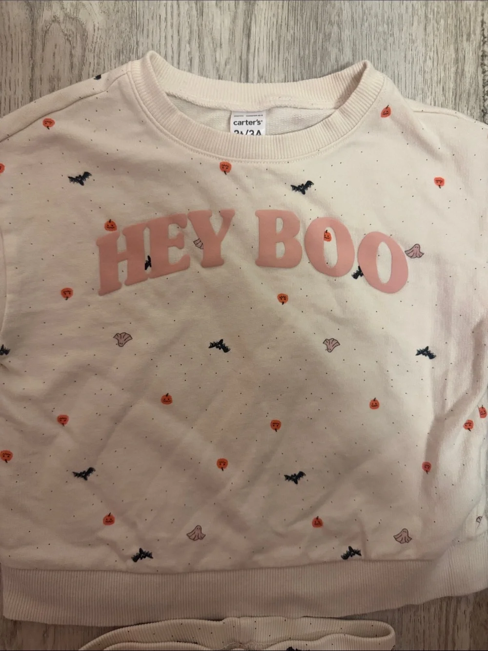 Carter's Cream Pajama Set with Pink HEY BOO Lettering